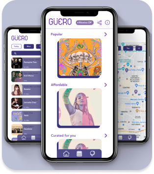 project cover image showing three screens of the app