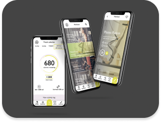 project cover image showing three different mobiles with different screens of the app