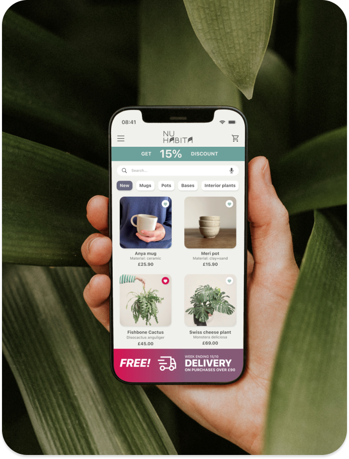 project cover image showing a hand holding a mobile phone showcasing the app